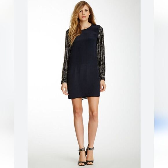 French Connection 100% Silk Long Sleeve Dress Size 4 - Picture 1 of 16